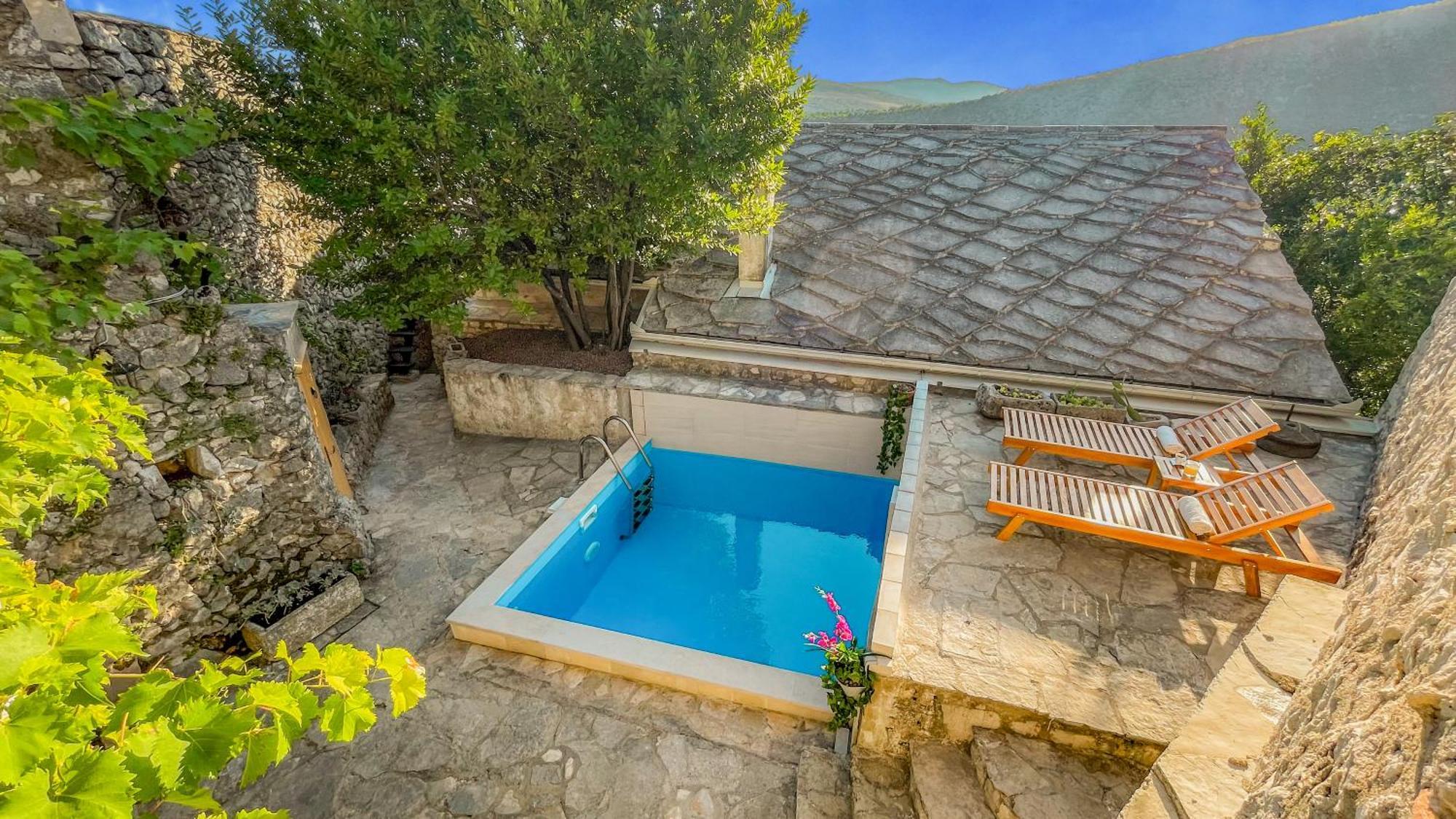 Villa Historic Pocitelj With Pool And Incredible Views On The River And Landmarks Bagian luar foto